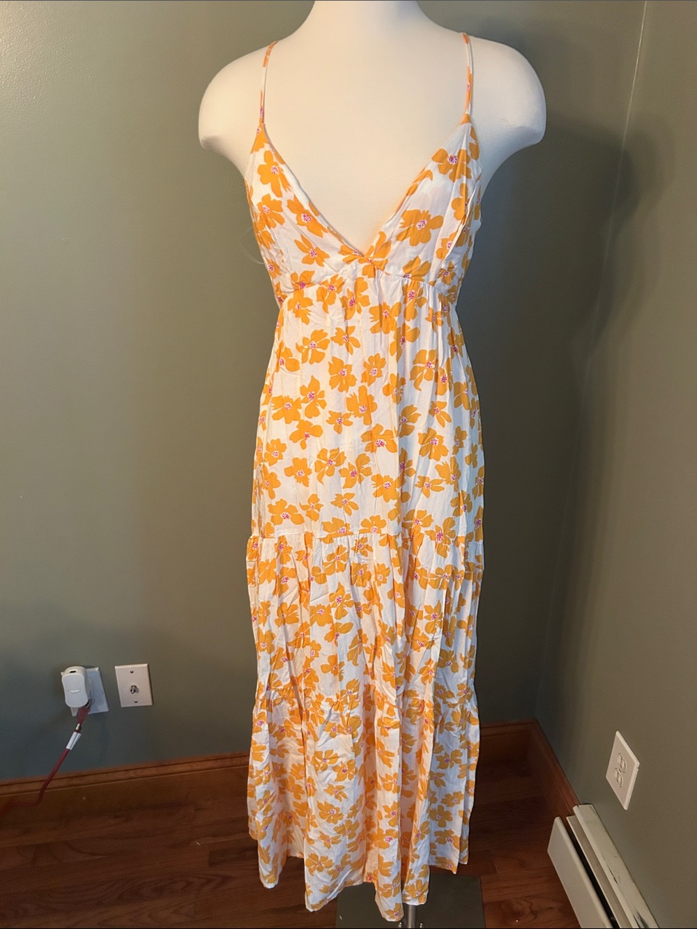 All in Favor White & Yellow Floral Maxi Dress with V-Neck